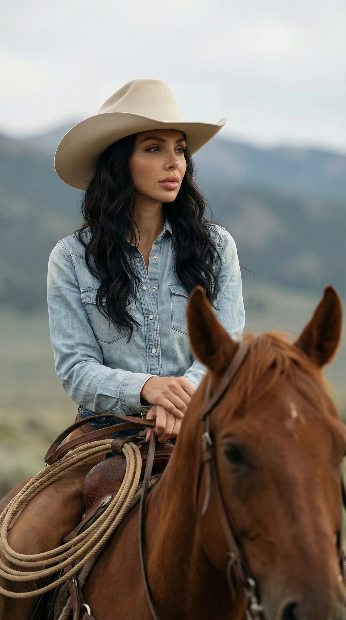 Western Editorial Cowgirl Fashion Photoshoot with Horse